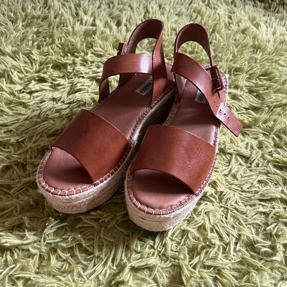 Steve Madden Brown Leather platform Sandals - Picture 1 of 4